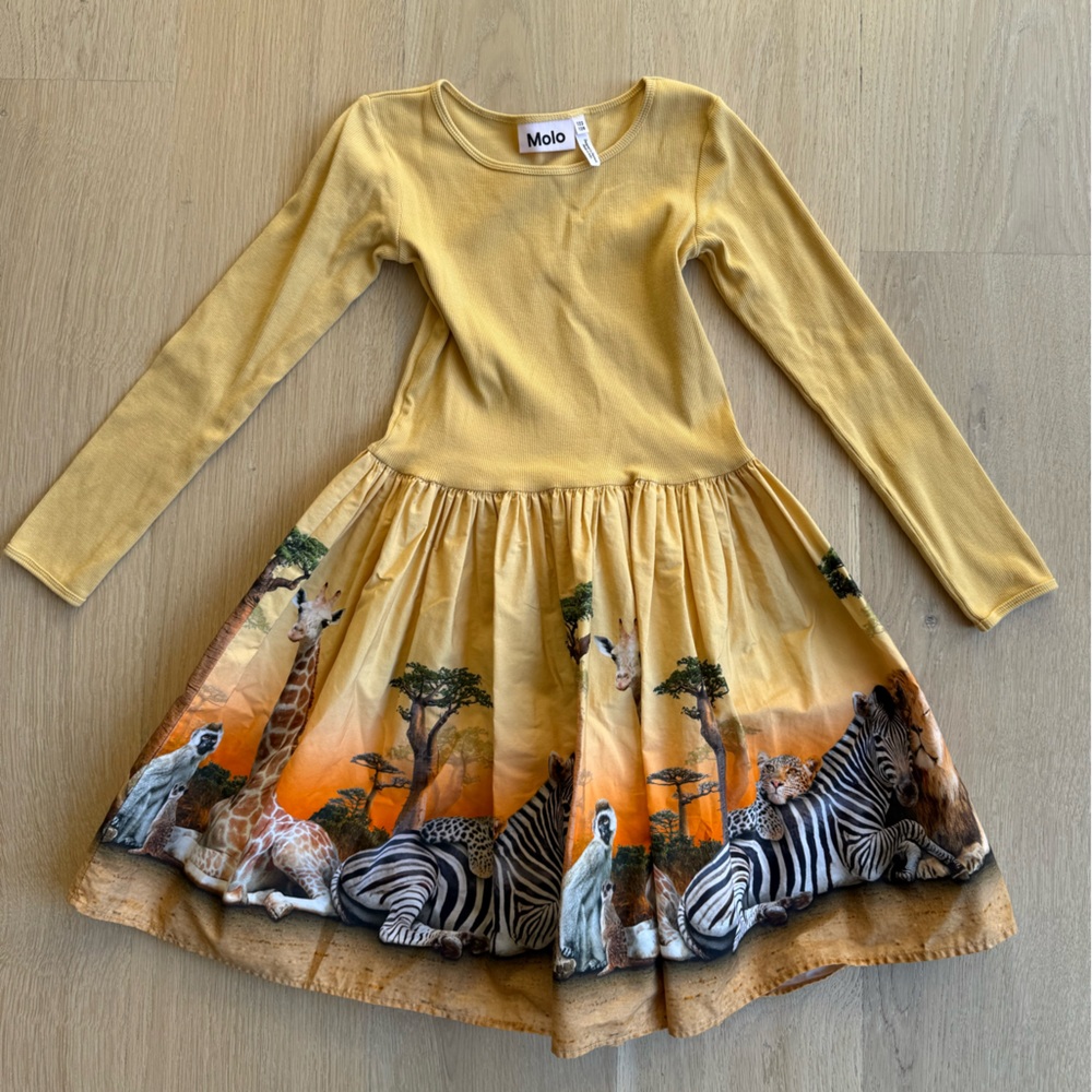 Molo Kids Animal Adventure Dress - Yellow and Orange
